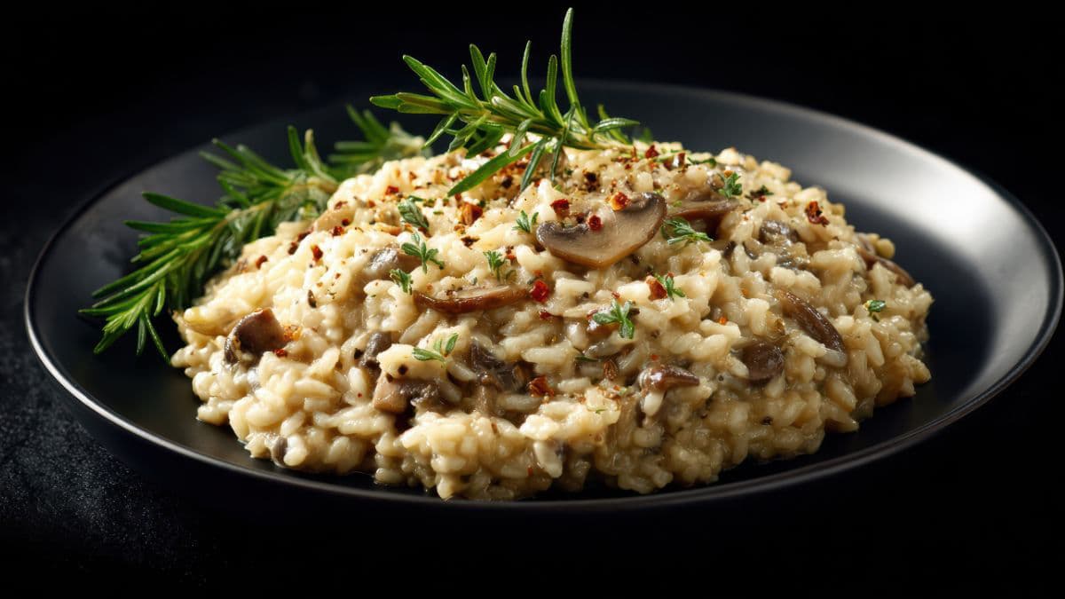 Creamy mushroom risotto with rosemary