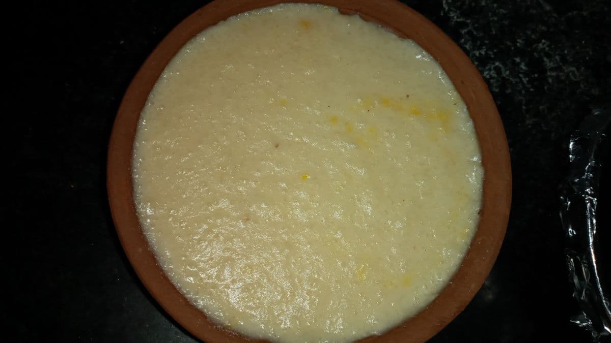 Classic phirni in a wooden bowl. 