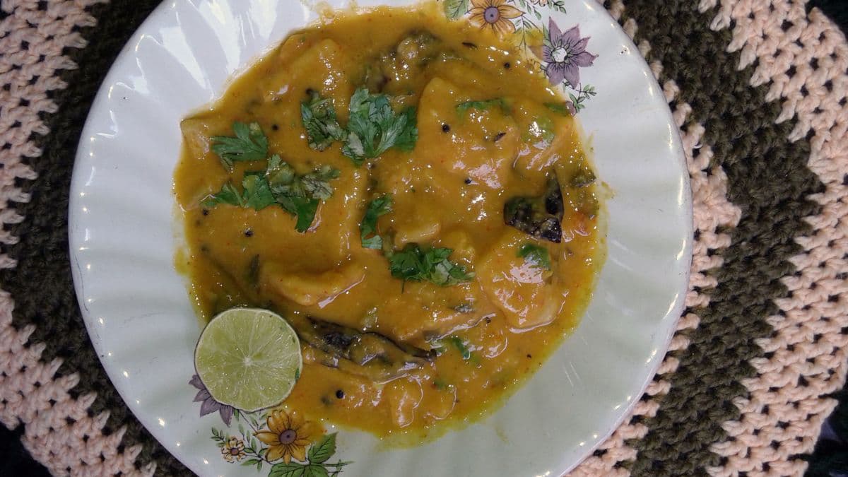 Dal dhokli on a plate