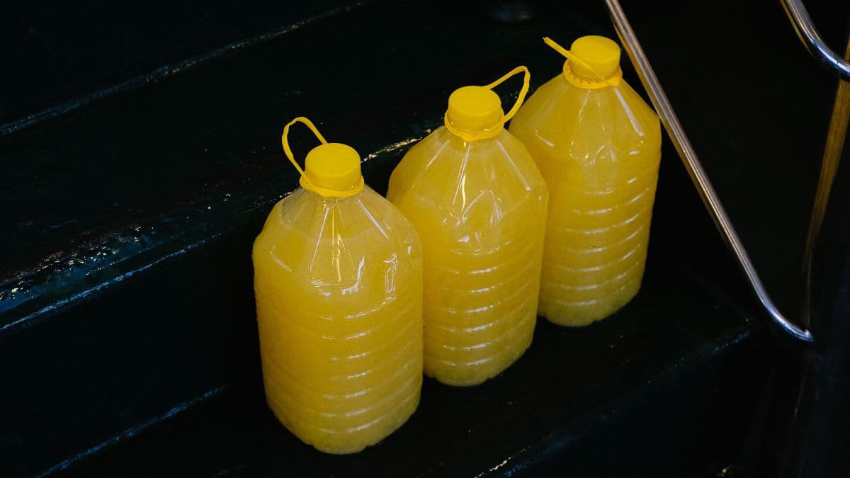Whey liquid in bottles