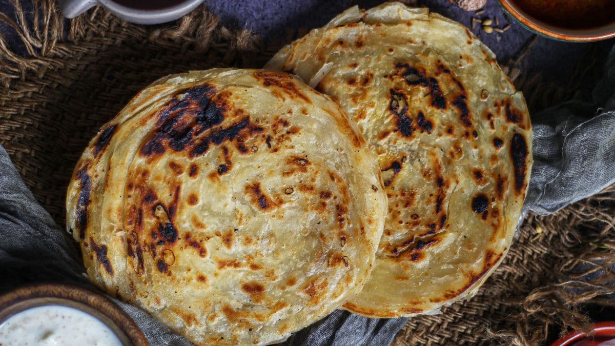 Aloo paratha with sides.
