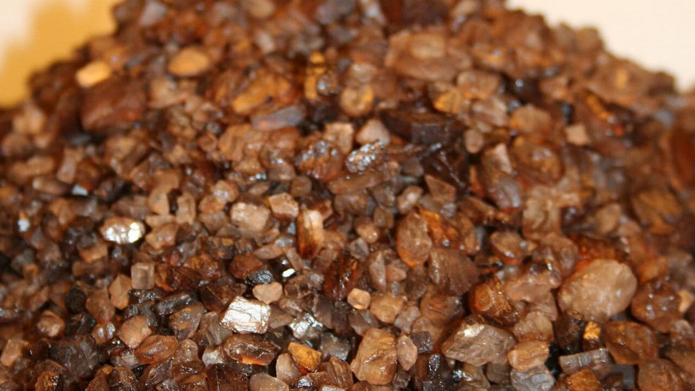 Close-up of brown mineral crystal pile