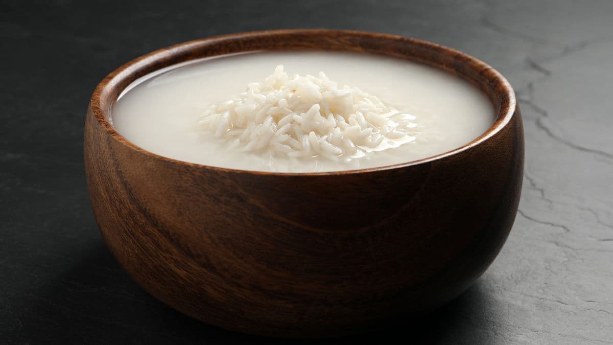 soaked rice in a bowl