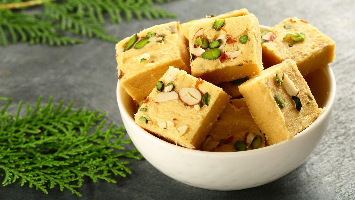 Traditional Indian sweets with nuts