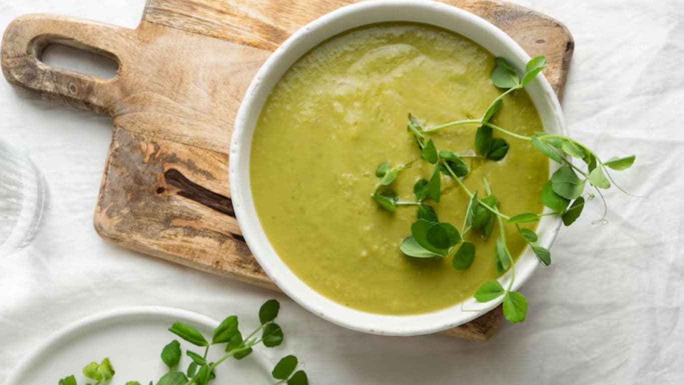 Fresh Green Soup with Microgreens Garnish