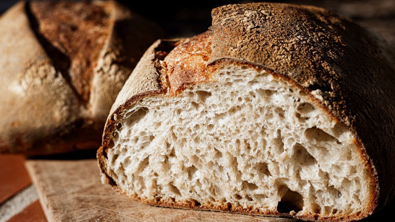 Rustic Artisan Sourdough Bread Close-Up Slice