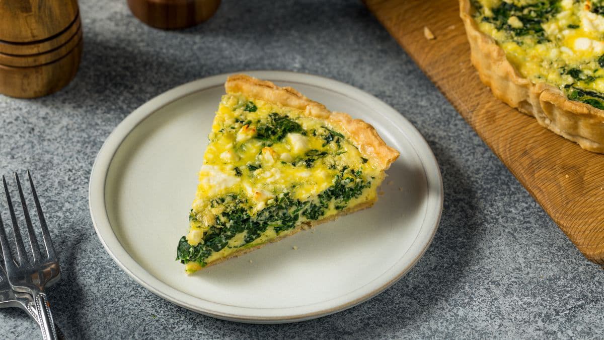 spinach feta quiche slice