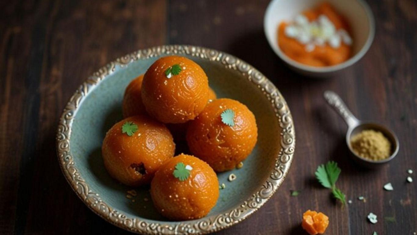 Traditional Indian sweets in ceramic bowl