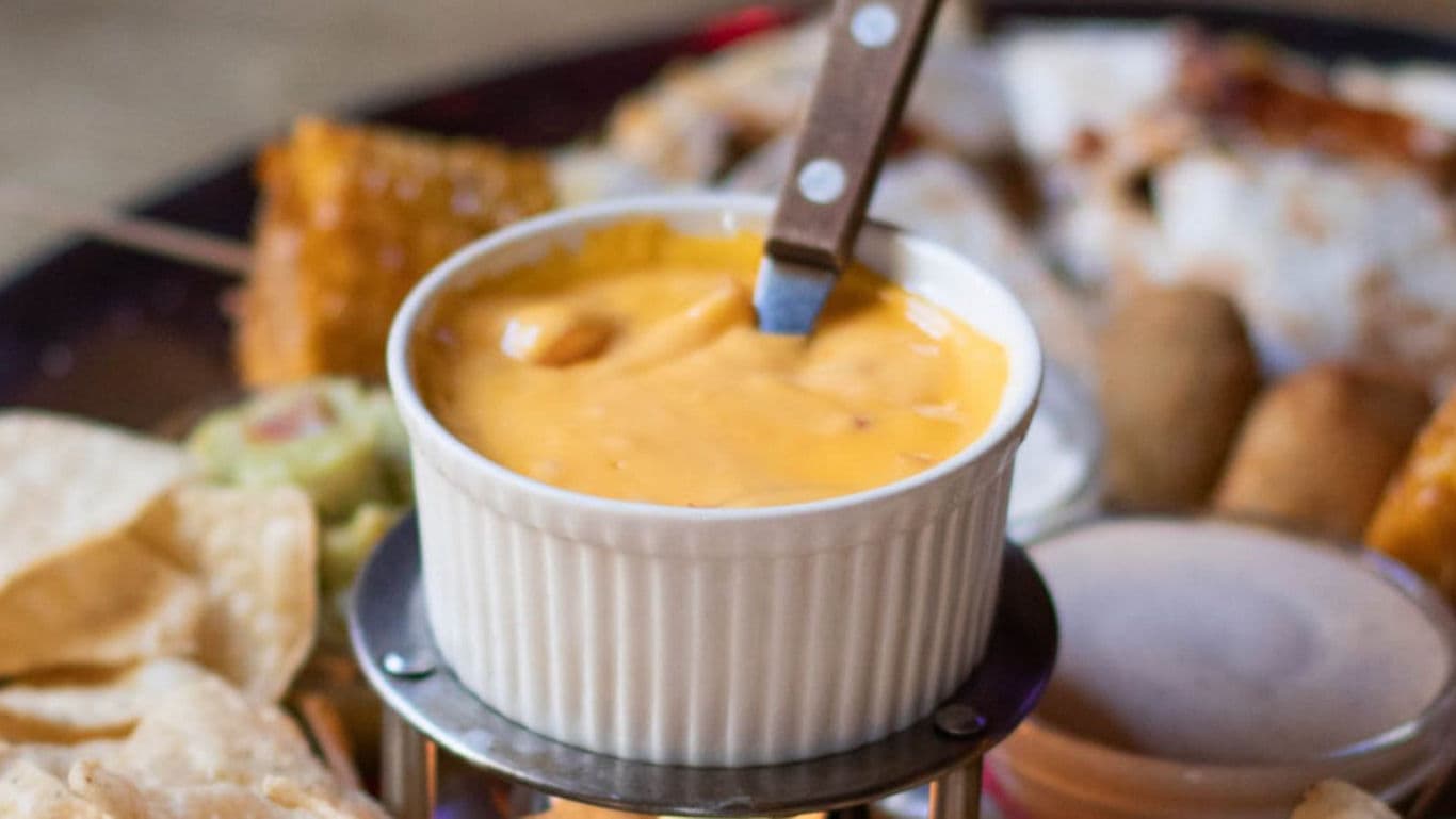 Cheese Dip in White Ramekin with Snack Platter