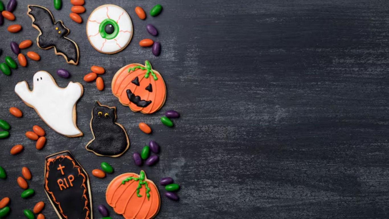 Halloween-themed cookies with spooky designs