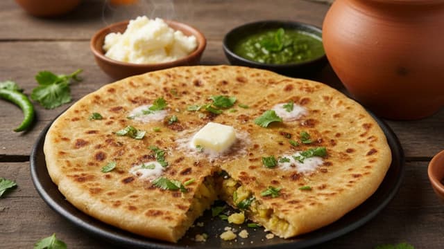 Aloo Parathas served with butter