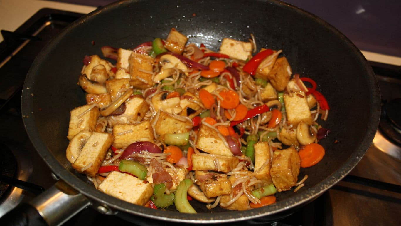 Colorful vegetable and tofu stir fry