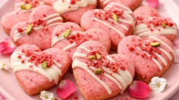 Heart-shaped strawberry cookies 