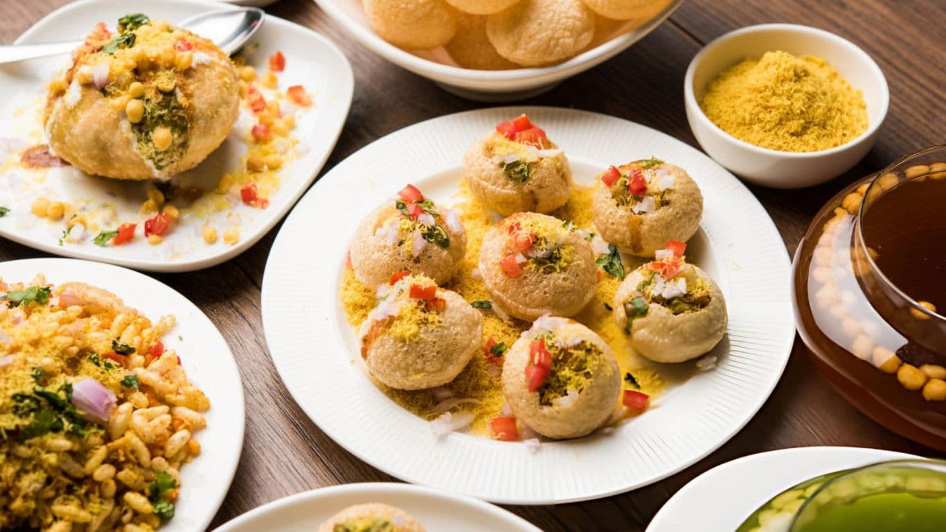 Stuffed pani puri on a plate 