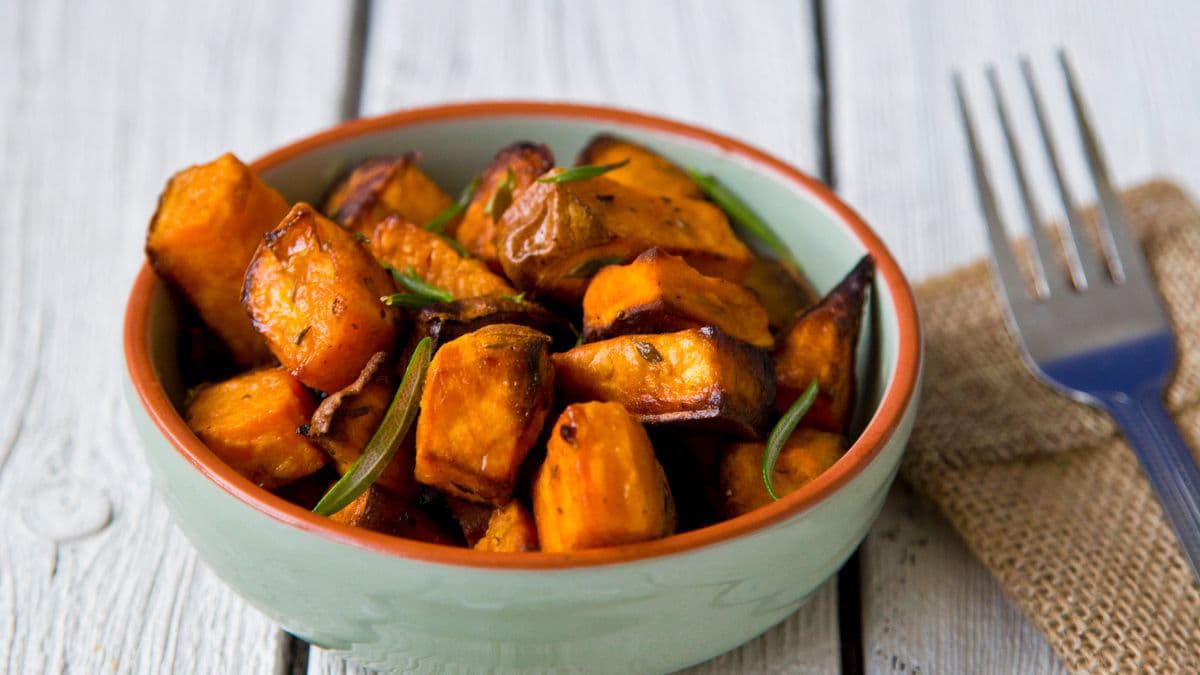 Bowl of sweet potato chaat
