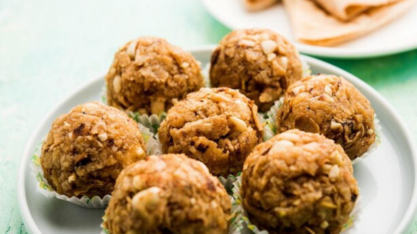 Homemade nutty dessert balls on plate