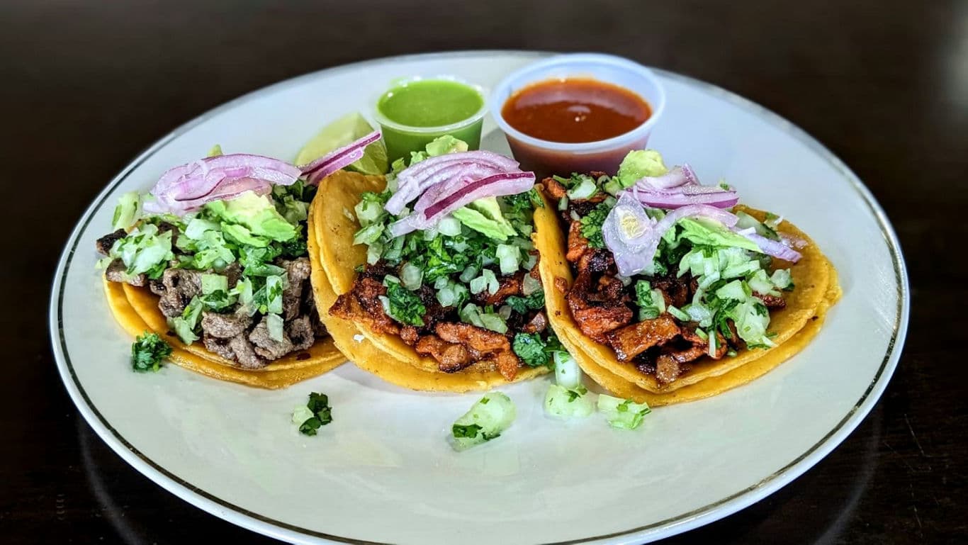 Three Tacos with Fresh Garnishes