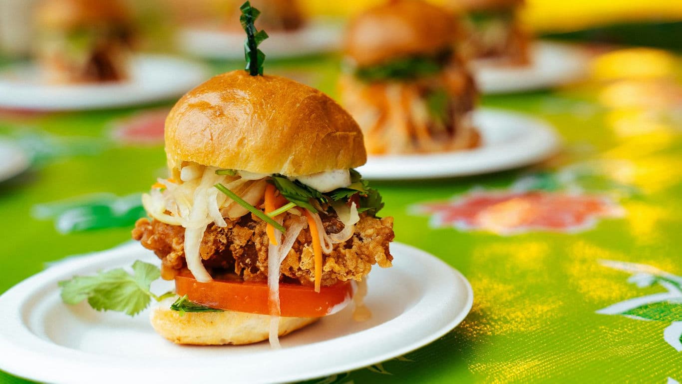Gourmet fried chicken slider on plate