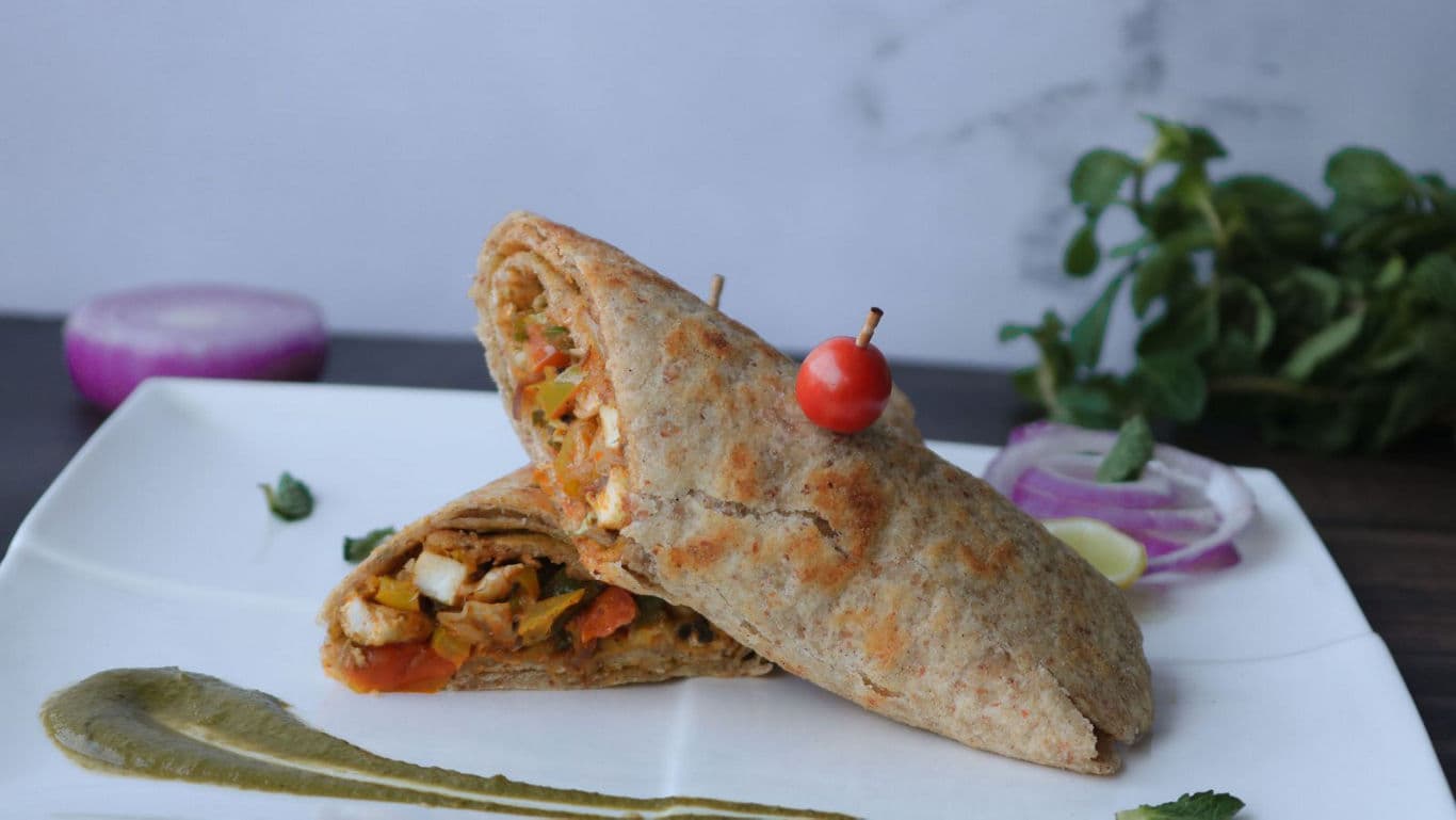 Stuffed whole wheat wrap with chutney