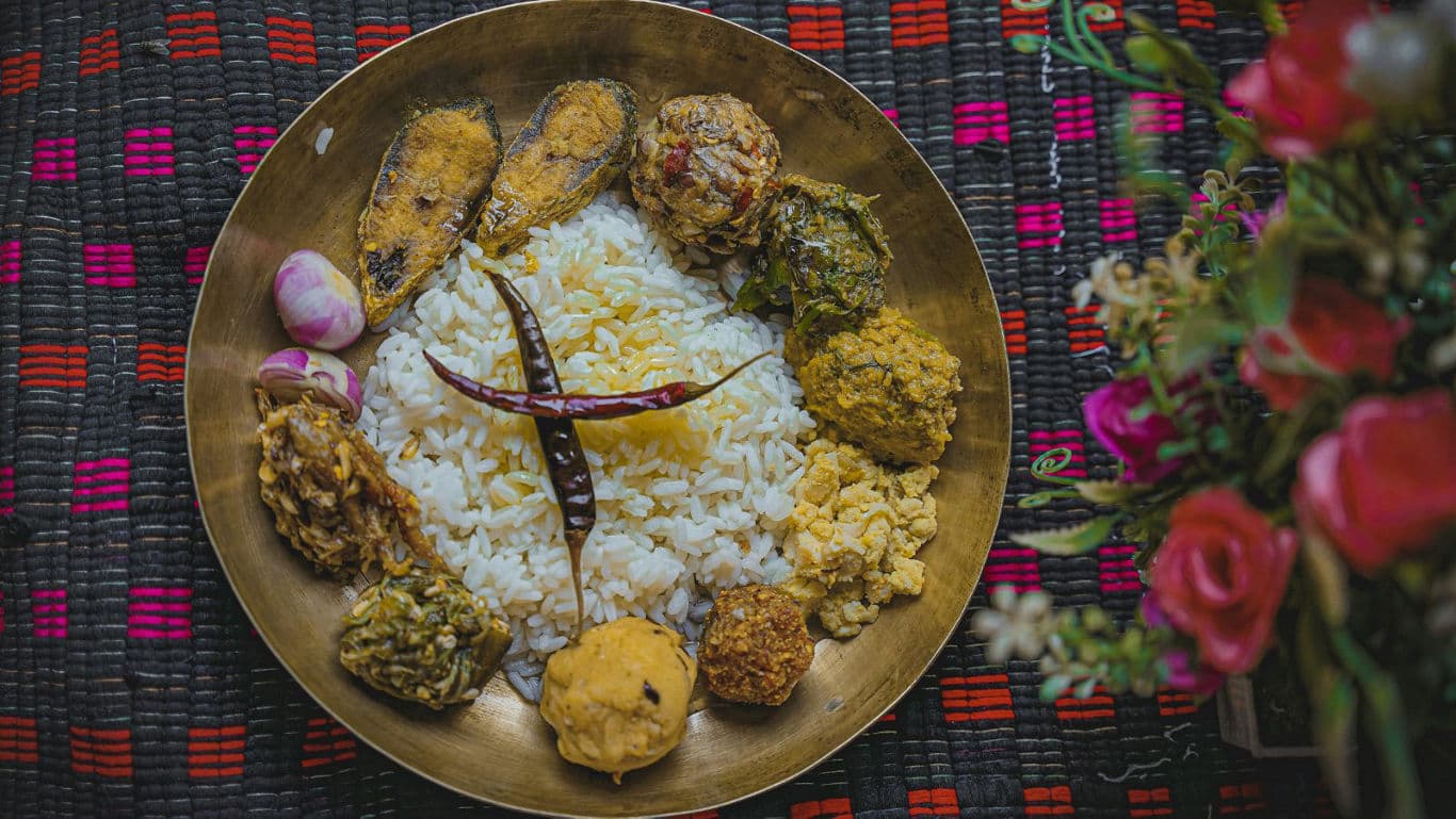 Traditional Indian Rice Platter with Assorted Sides