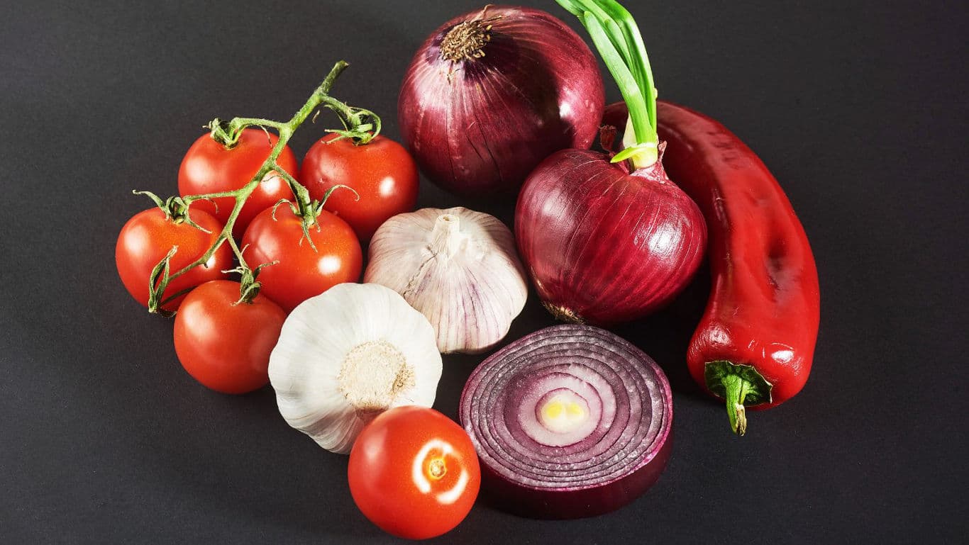 Fresh vegetables on dark background