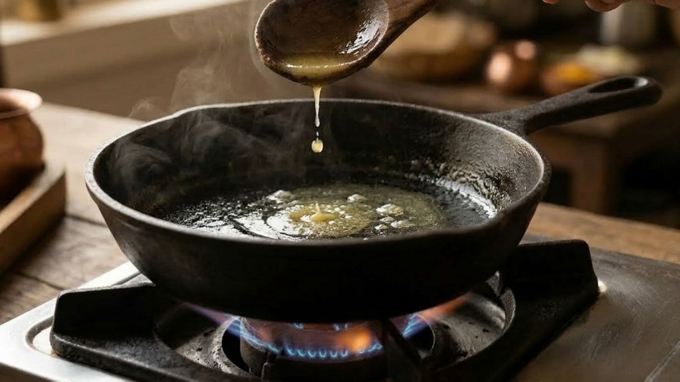 A jar of golden A2 cow ghee