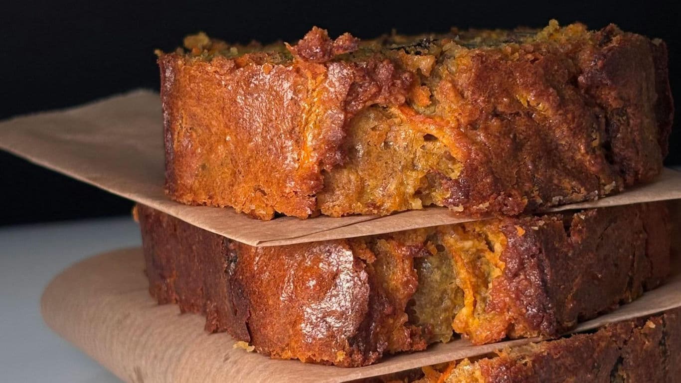 Close-up of rustic homemade carrot bread