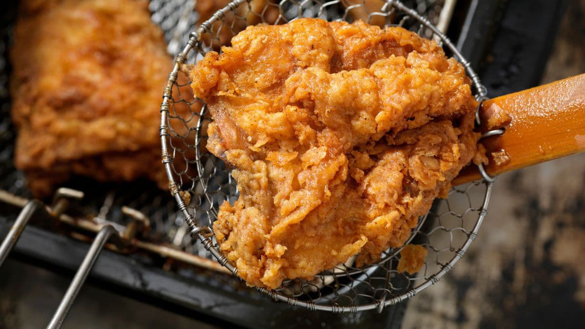 Chicken being fried 