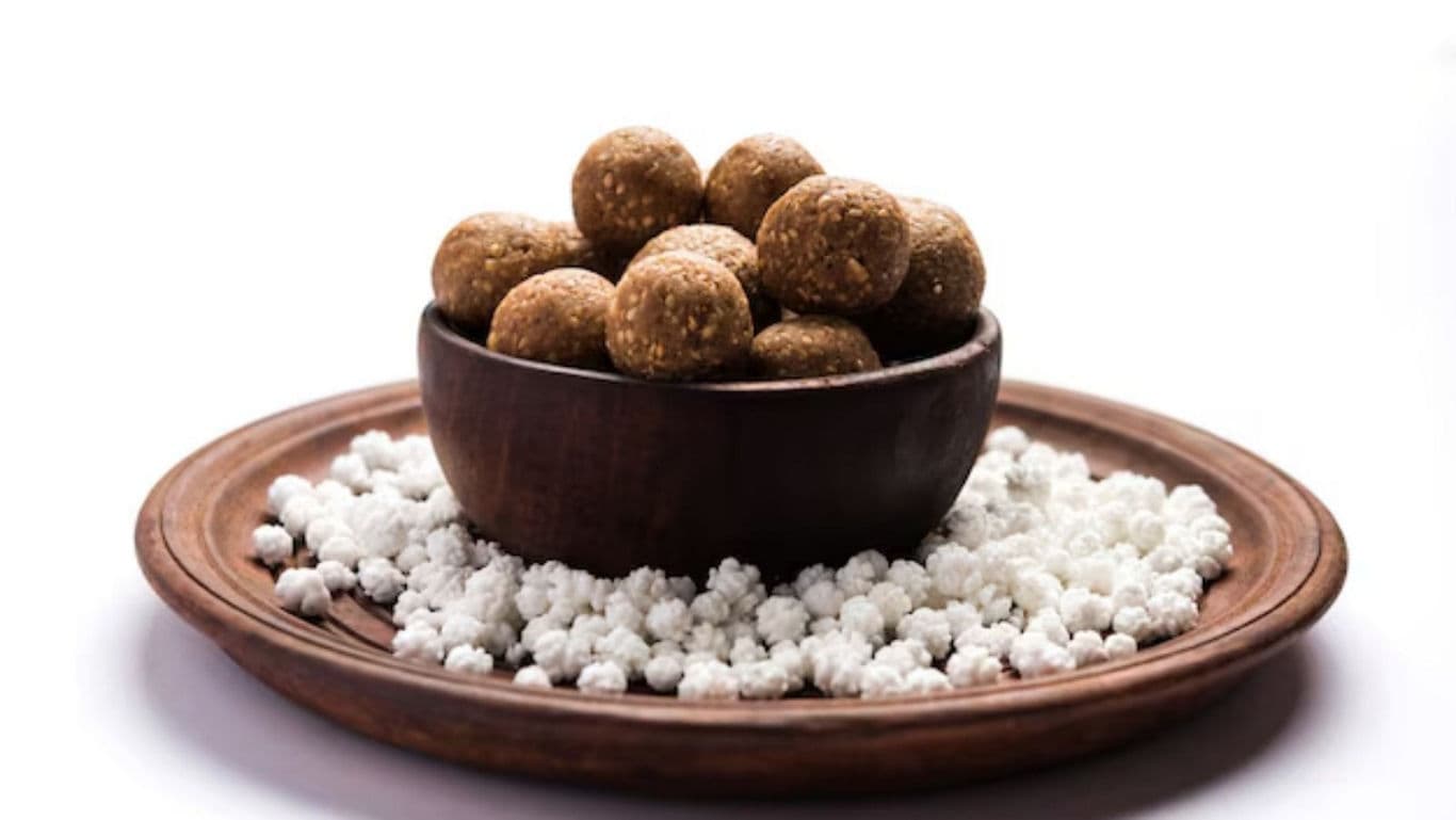 Wooden Bowl with Sweet Ladoo and Tapioca Pearls