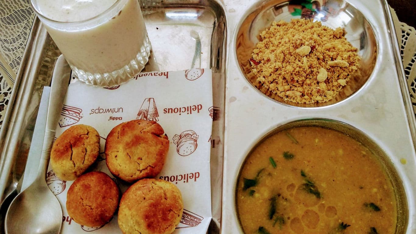Traditional Indian meal with dal and sweets