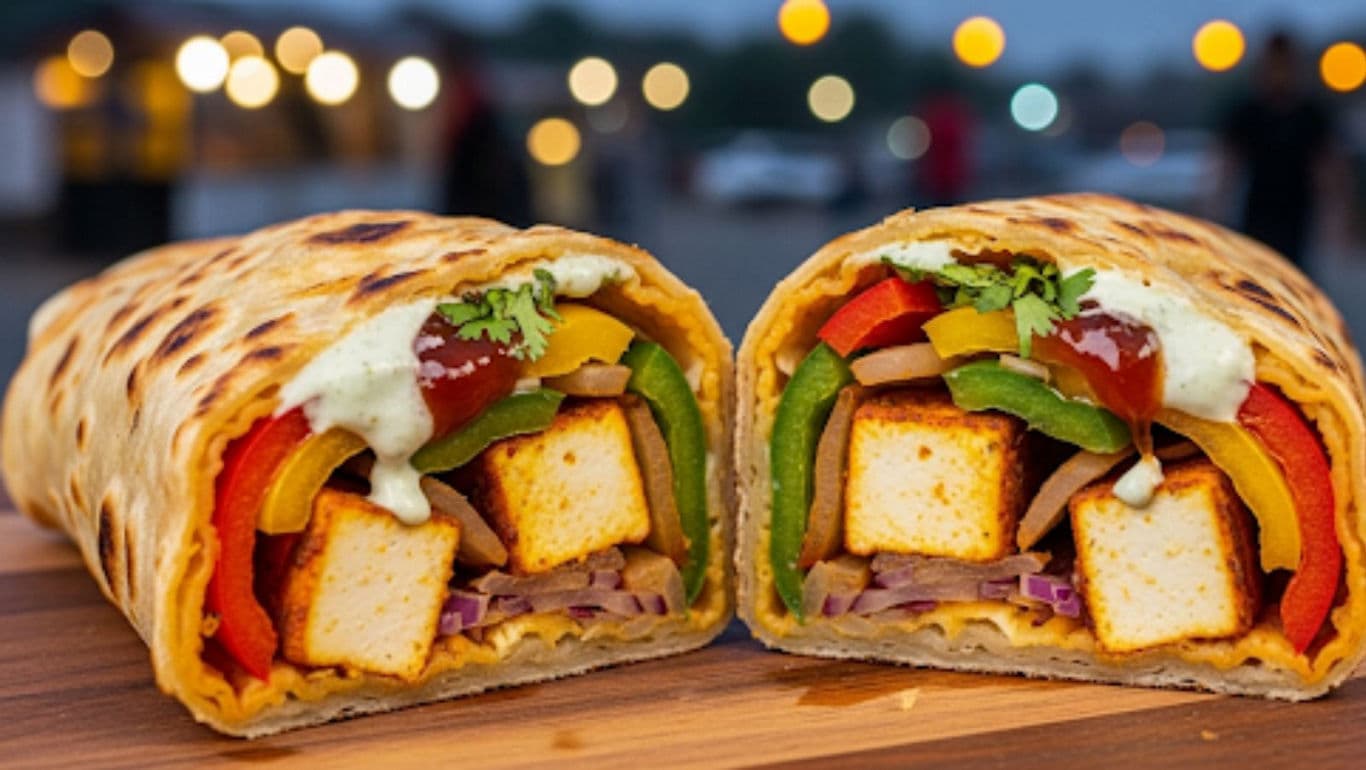 Grilled vegetable wrap with paneer filling