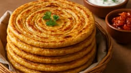 Golden and layered tofu lachcha paratha