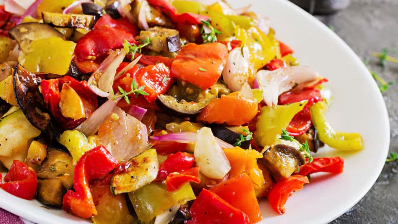 Colorful Roasted Vegetable Medley on Plate