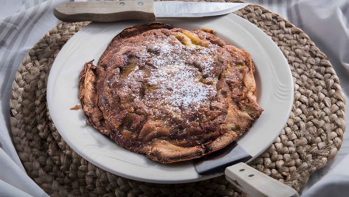 Rustic Apple Pancake with Powdered Sugar