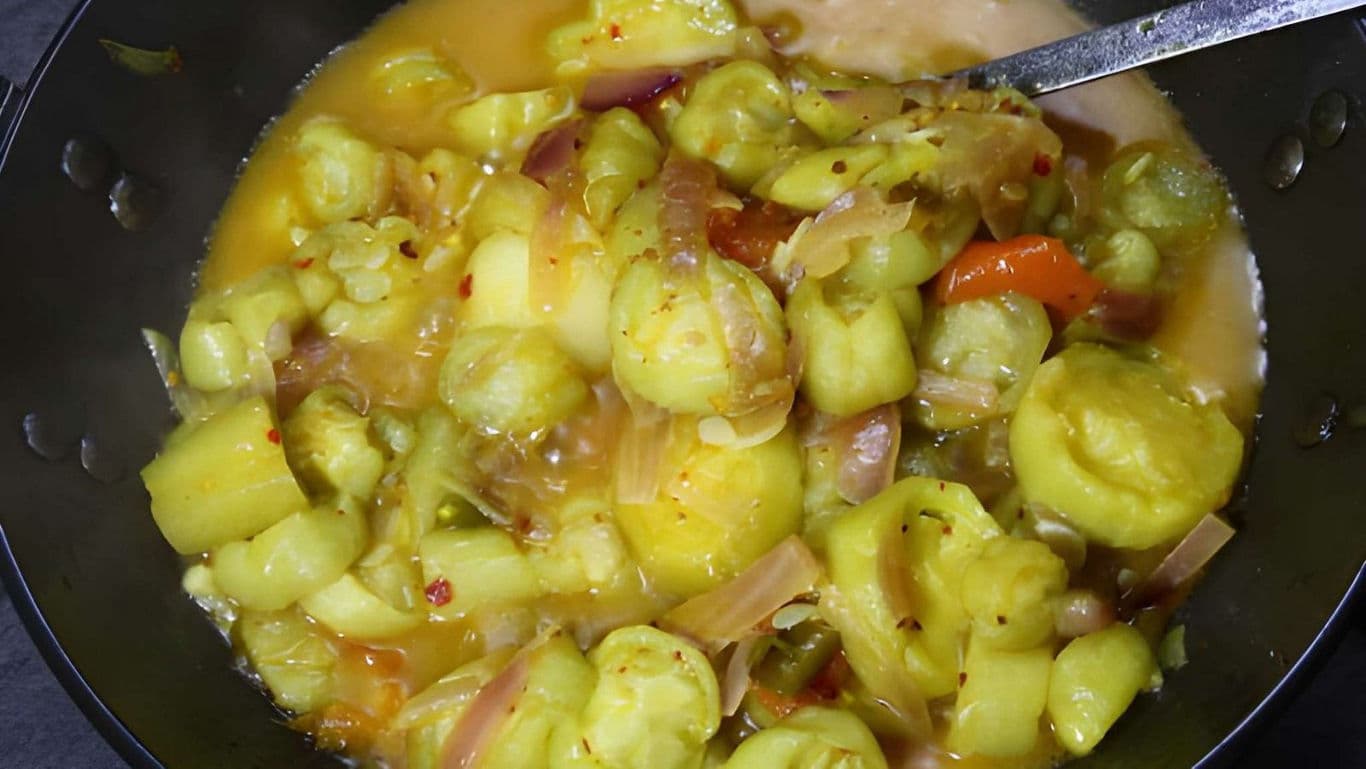 Cooked Ridge Gourd Curry with Spices in Bowl