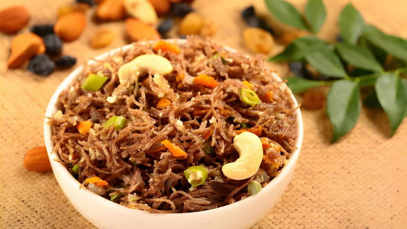 Bowl of Millet Vermicelli Upma with Cashews