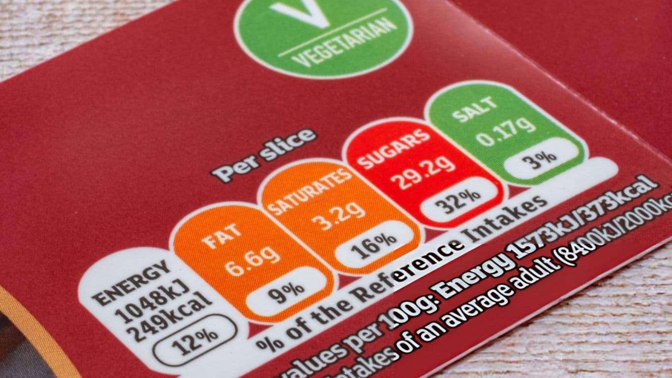 Nutritional label with vegetarian symbol
