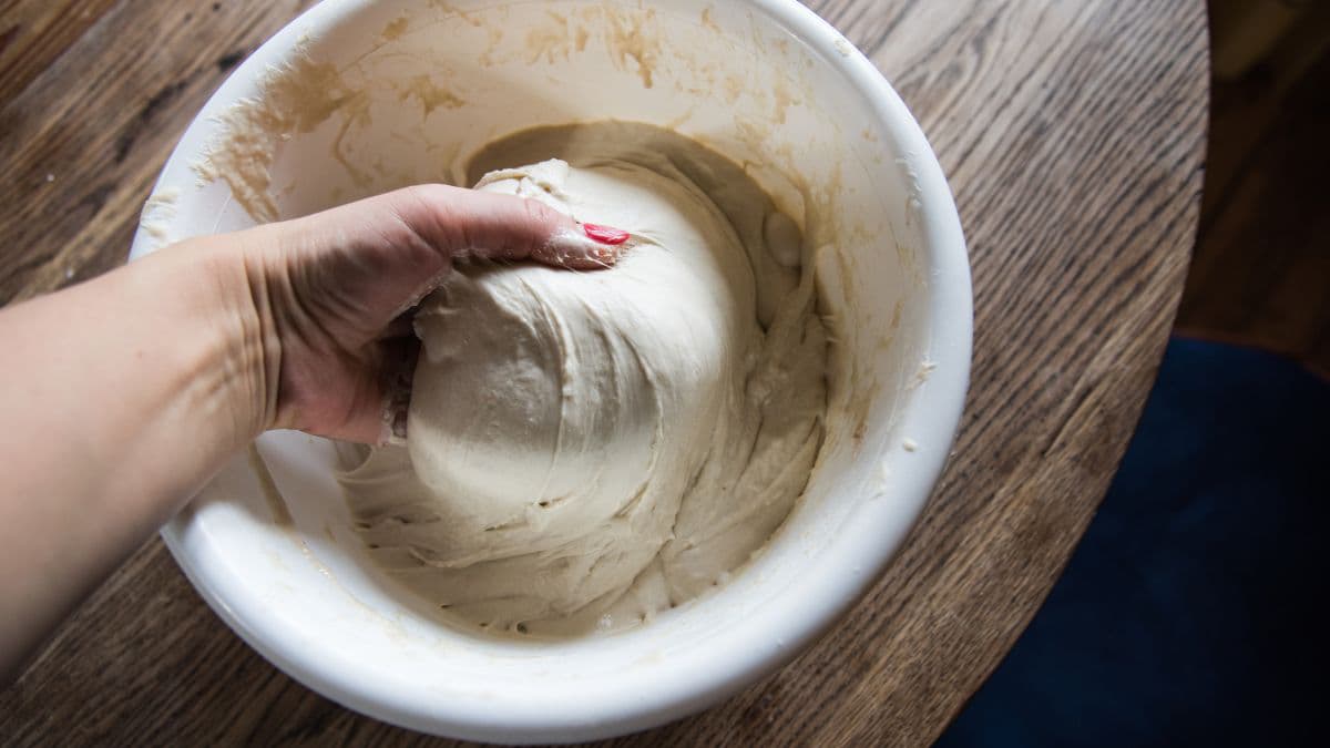 A bowl of shaggy dough