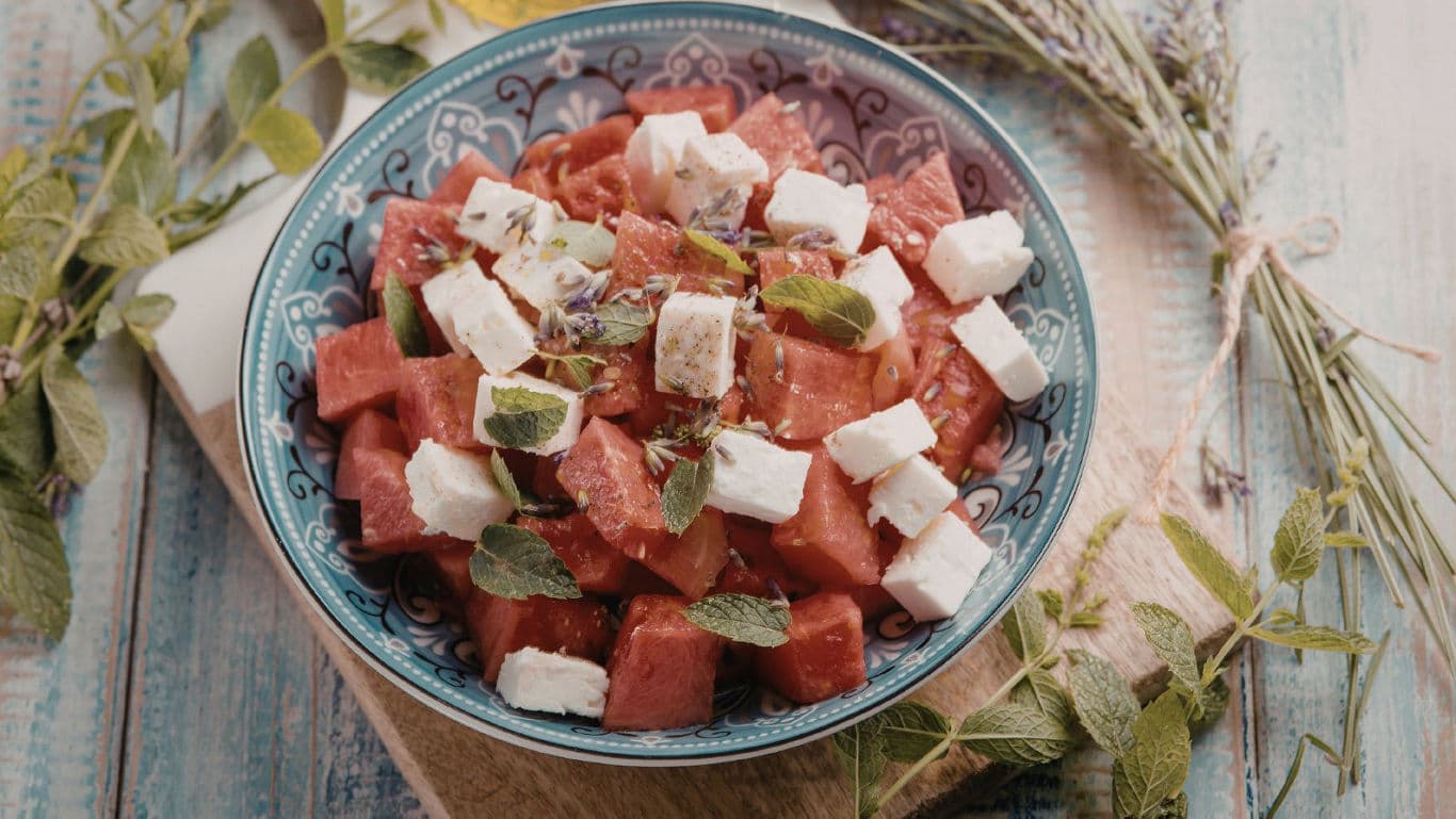 Fresh watermelon and feta summer salad