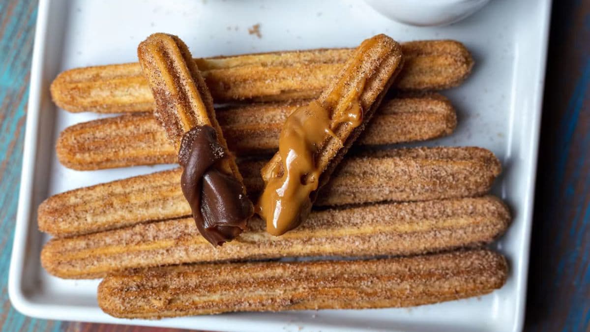 Churros with dips on them