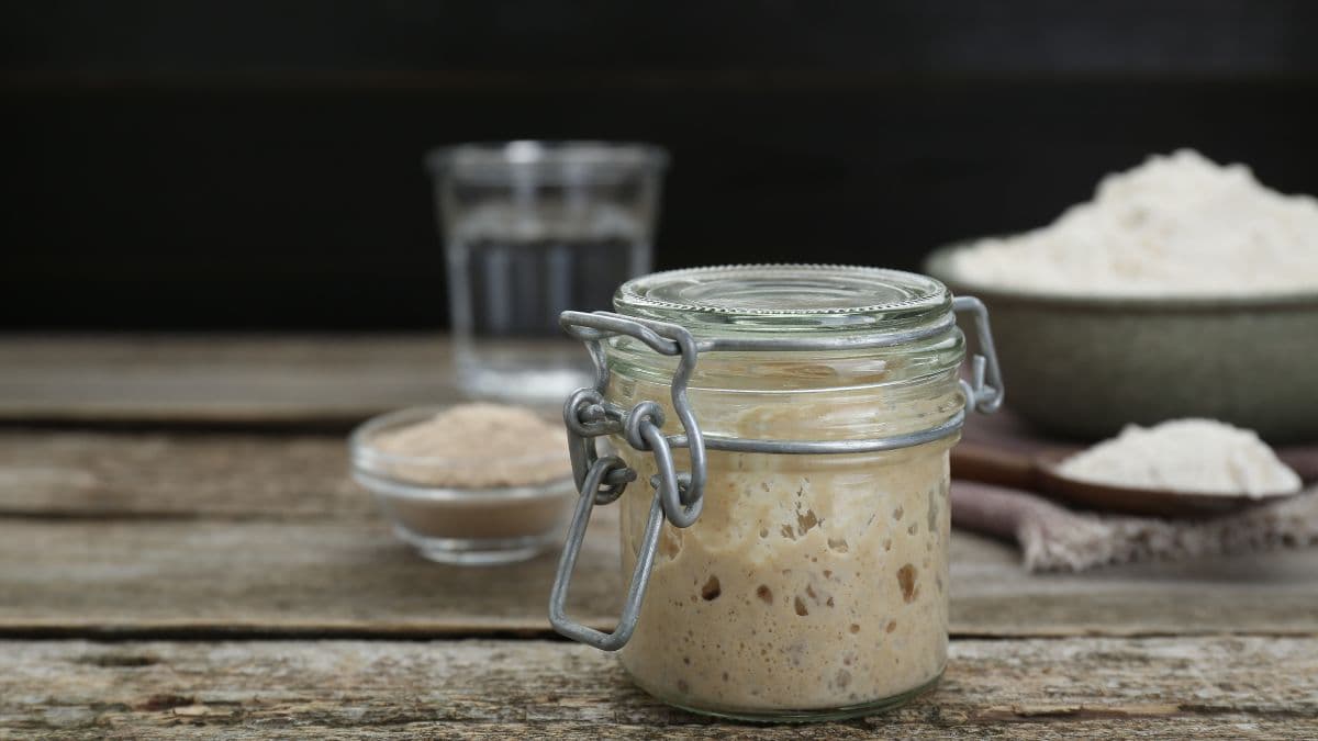 Jar, flour, and water 