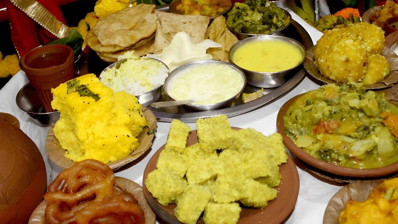 Traditional Indian Thali with assorted dishes