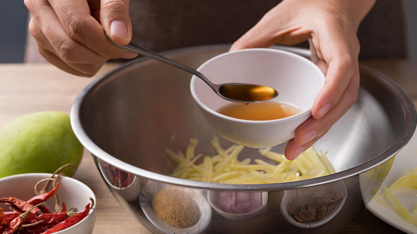 Preparing Fresh Mango Salad Dressing