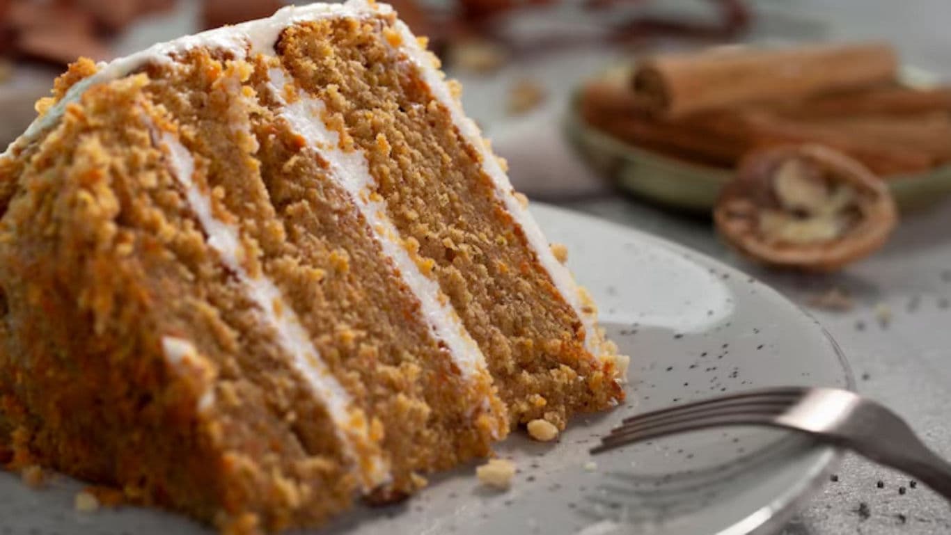Slice of Spiced Layer Cake with Frosting