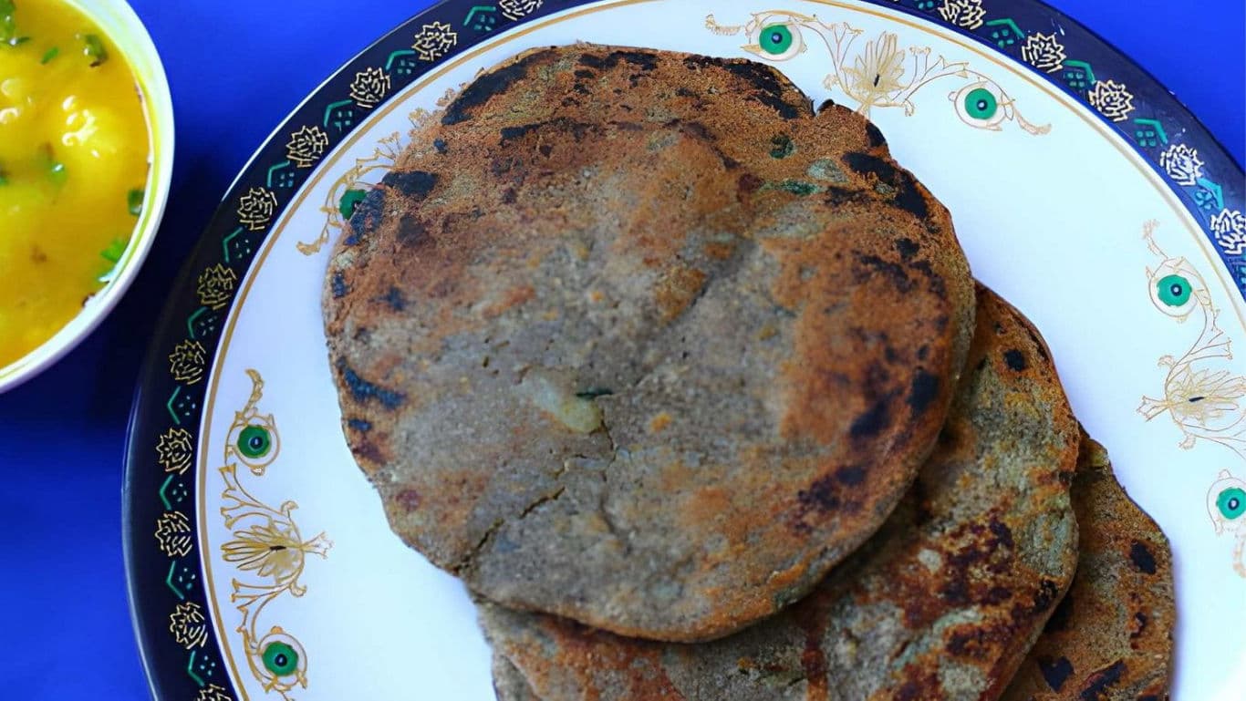 Traditional Indian Flatbreads Served on Ornate Plate