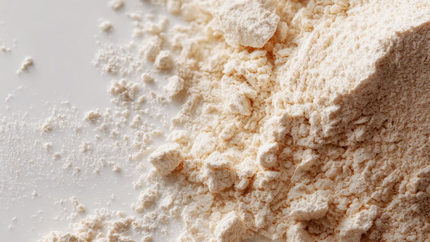 Close-up of fine white powder on surface