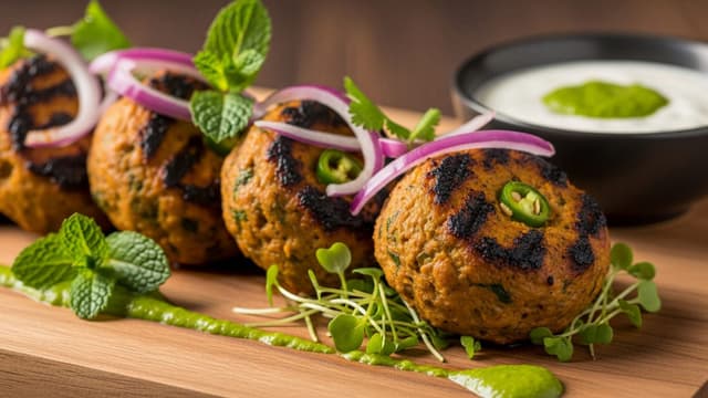 Platter of chicken keema kebabs