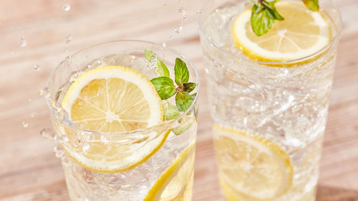 Refreshing Lemon Water with Mint Leaves