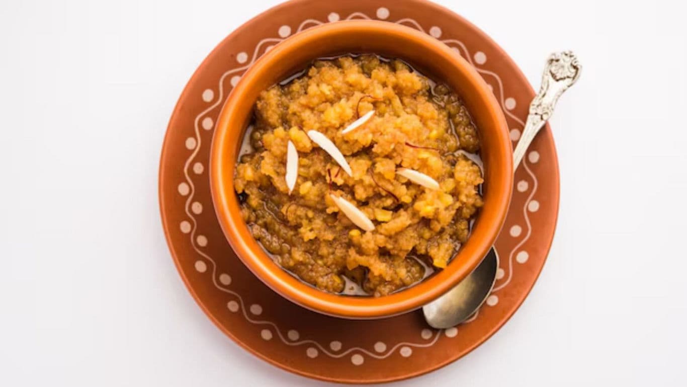 Traditional Indian dessert in orange bowl