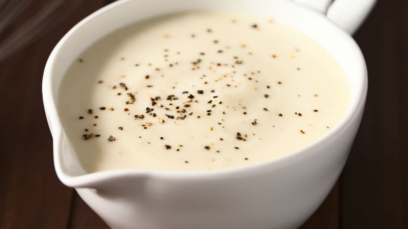 Creamy white sauce with cracked pepper